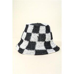 Fame Checkered Pattern‎ Knit Bucket Hat